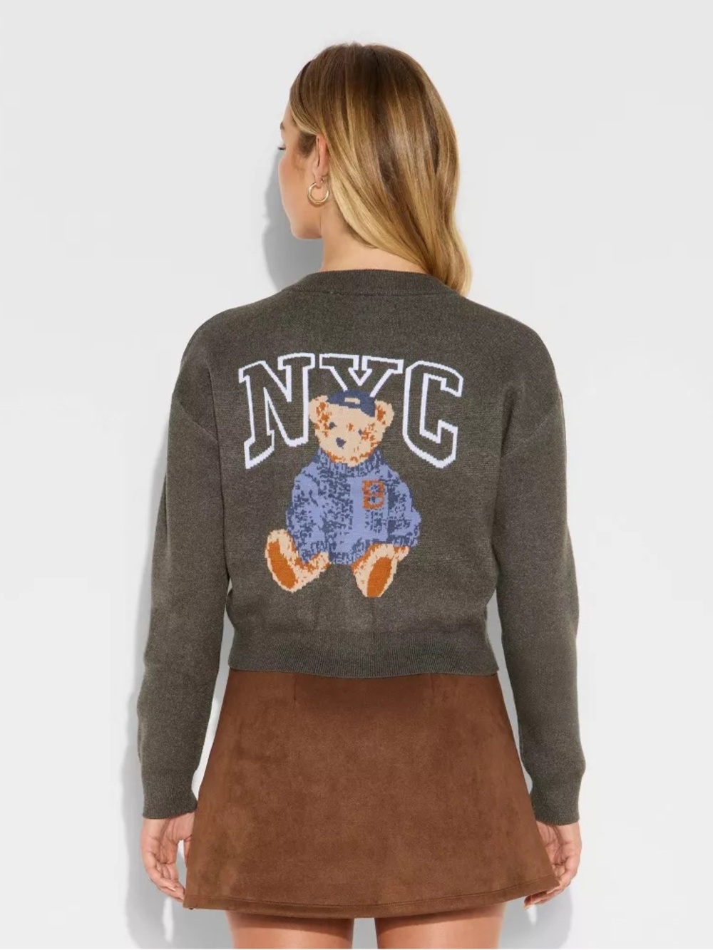 NYC bear Grayson Threads Charcoal Knit cardigan Sweater